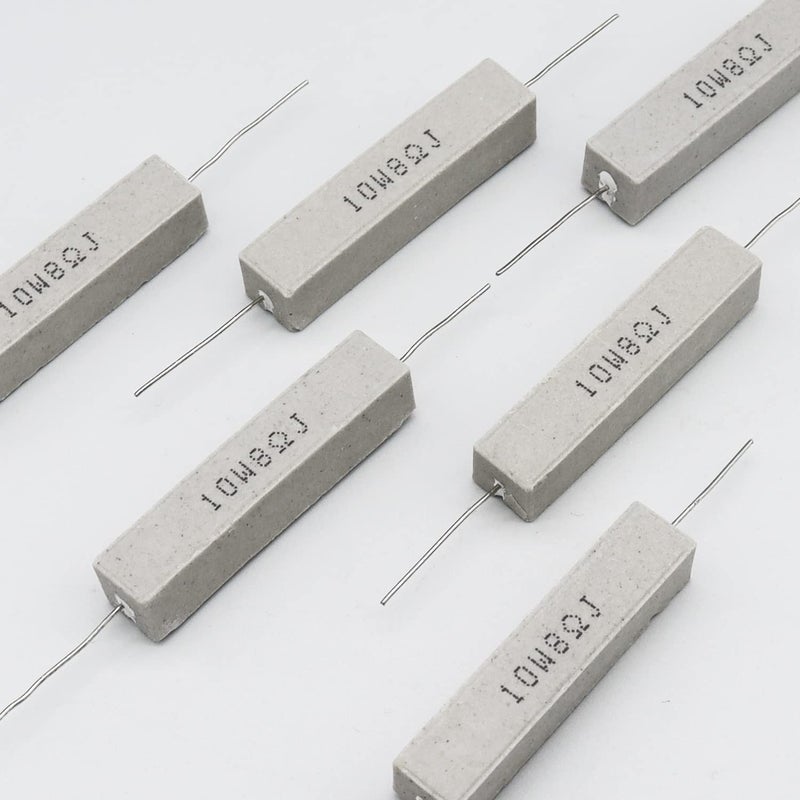 Dimlove Cement Resistor,10 PCS 10W 8 Ohm 5% Axial Lead Wire Resistor White Wound Fixed Ceramic Cement Resistors Wirewound Cement Power Resistors Flame Heat Moisture Resistance Precharge Horizontal Resistors - Image 5